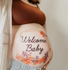 マタニティフォトシール ベリーペイント タトゥーシール 練習用シール付　X