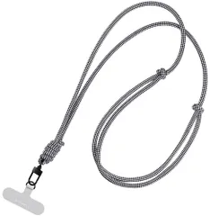 ショルダーストラップ 丸紐タイプ A ブラック×ホワイト グッズ スマートフォン アクセサリー スマホ iPhone ストラップ 首掛け  LNSS01A ブラック×ホワイト