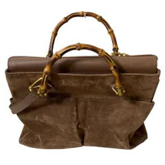 良品 GUCCI グッチ ヴィンテージ バンブー スエード 2WAY ハンドバッグ ショルダーバッグ 002 123 0322 ブラウン  レディース 古着 中古 USED