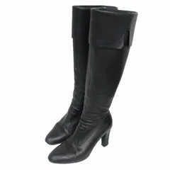 シャネル CHANEL G38020 オールレザー ロングブーツ ココマーク サイドジップ 黒 ブラック 36C 23cm IBO70