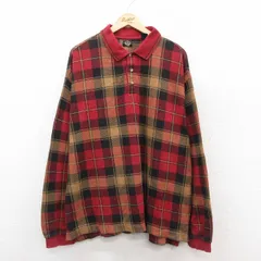 XL/古着 ドッカーズ 長袖 ブランド ポロ シャツ メンズ 90s 大きいサイズ コットン 赤他 レッド チェック spe 25oct07 中古 トップス