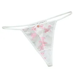 Tバック レディース Gストリング ゴム紐 サイドストリング チャーム付き 透ける シースルー リボン セクシー おしゃれ  黒 白 赤 紫 水色 S M L rt-014