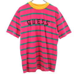 Guess ゲス J BALVIN ジェイ バルヴィン コラボ ボーダー柄 半袖 Tシャツ XS ピンク Vibras メンズ 古着