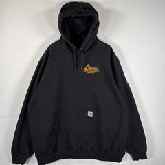 古着 カーハート Carhartt パーカー ワンポイントロゴ  企業ロゴ マフポケット ビッグサイズ ORIGINAL FIT XXL  ブラック メンズ