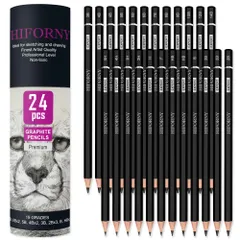【人気商品】描画用鉛筆 スケッチ鉛筆 5H) 製図用鉛筆 - - アート鉛筆 (14B グラファイト鉛筆 グラファイトスケッチ鉛筆セット 19グレード 24本 HIFORNY