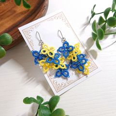 【ウクライナ支援】小花のしゃららんピアス(イヤリング)