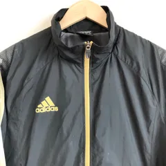 (^w^)b adidas アディダス ジャージ ジップアップ トラック ジャケット ウインド ブレーカー 防寒  ロゴ プリント 黒 ブラック スポーツ トレーニング カジュアル メンズ サイズ L