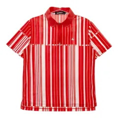 サイズ：M LECOQ GOLF ルコックゴルフ  ハーフジップ 半袖ポロシャツ 総柄 レッド系 [240101204026]# ゴルフウェア メンズ