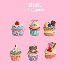 【1つ25円】18個/各3個★デコレーションパーツ　ハンドメイド資材　ケーキ　犬　くま　いちご