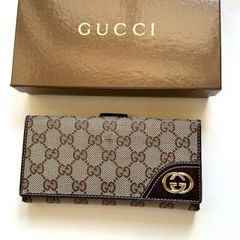 GUCCI グッチ GG柄 二つ折り長財布 キャンバス×レザー 212089 - メルカリ