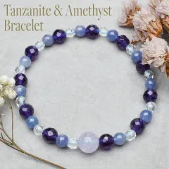 高品質 タンザナイト×アメジストブレスレット 当店オリジナルデザイン パワーストーン 天然石 _A1173