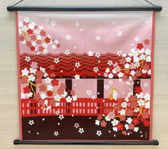 春ディスプレイ【お花見ねこ春爛漫】軸付きタペストリー 猫 桜壁飾り 猫タペストリー 桜ウォールデコ 季節ディスプレイ 新品 未使用