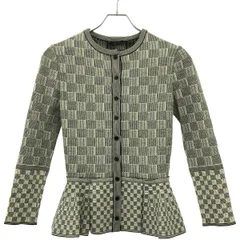 ALEXANDER McQUEEN アレキサンダーマックイーン 格子柄ペプラムニットカーディガン トップス 461081 Q1R0I ブラック ホワイト XSのサムネイル
