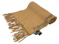 EMPORIO ARMANI (エンポリオアルマーニ) マフラーストール ウール シンプルデザイン ワンポイントロゴ ブラウン レディース/049