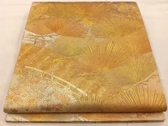 平和屋着物◎太鼓柄袋帯　風景文　金彩　正絹　逸品　BAAT4600wb