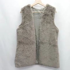 ◇ ⊇ prose verse　プロズヴェール ボア素材 ノースリーブ ベスト サイズM グレー レディース E  【1410100015559】