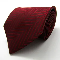 ダナキャラン ブランド ネクタイ ストライプ柄 ヘリンボーン柄 シルク 日本製 PO メンズ レッド Donna Karan 【中古】