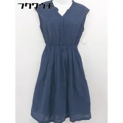 ◇ fredy emue フレディ エミュ シルク混 ノースリーブ 膝丈 ワンピース サイズ36 ネイビー レディース  【中古】 【1107160004820】のサムネイル