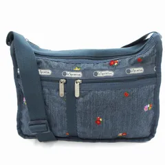 レスポートサック LesportSAC DELUXE EVERYDAY ショルダーバッグ デニム調プリント 小花柄 刺繍 紺 /UO ■GY99