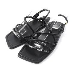 美品★ルイヴィトン・レザー アイコンロゴ ストラップ スクエア サンダル(36) LOUIS VUITTON 極美品☆LOUIS ルイヴィトン アイコンロゴ