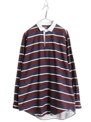 【お得なクーポン配布中!】 90s ポロ ラルフローレン ボーダー 長袖 シャツ メンズ XL / オールド プルオーバー ラグビー ラガーシャツ タイプ コットン 大きいサイズ