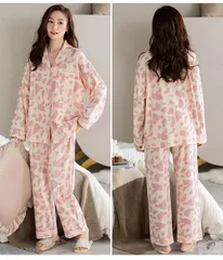 ルームウェア パジャマ レディース 前開き マタニティー 授乳 長袖 長ズボン 春夏秋冬 柔らかい ナイトウェア 上下セット 吸湿 吸汗 ご近所出かけ ポケット付き 総ゴム 部屋着 入院 kxoT545