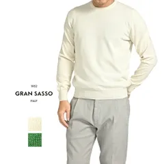 GRAN SASSO グランサッソ / CASHMERE クルーネックニットセーター ハイゲージ 秋冬 カシミヤ100% オフホワイト グリーン 2色展開 413764のサムネイル