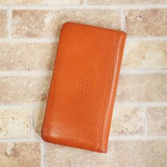 ヒロフ 長財布 センプレ オレンジ 朱色 赤 レザー 本革 L字ファスナー