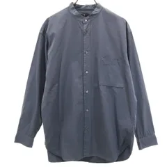 UNIQLO +J ユニクロ プラスジェイ 長袖 オーバーサイズ スタンドカラー シャツ M ネイビー系 メンズ 古着