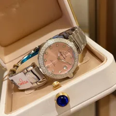 OMEGA Ladymatic マカロンカラー - 34mm ダイヤモンドインデックス/ステンレスフォールディングバックル新品未使用