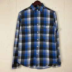 POLO Ralph Lauren ポロ ラルフローレン チェック柄 ネルシャツ 長袖シャツ 古着 メンズM相当 ブルー×グレー 青【f240213025】