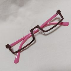 訳あり キズあり　レンズ無し 伊達 メガネ 眼鏡 スクエア メタル アンダーリム コスプレ 小物　ピンク K140
