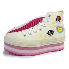 【新品】コンバース CONVERSE スニーカー 厚底 ハイカット レディース オールスター チャンキーライン HI パワーパフ ガールズ ホワイト ALL STAR THE POWERPUFF GIRLS