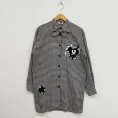 BALLY バリー ギンガム チェック 刺繍 リボンタイ 長袖 シャツ ブラウス 90s オールド アーカイブ 古着 VINTAGE レディース サイズ M LG9のサムネイル