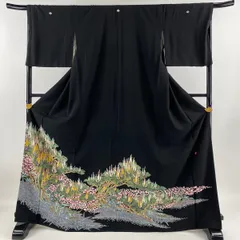 裄67.4 身丈164cm☆加賀友禅 村田雪司作 黒留袖 手描き オカメインコ