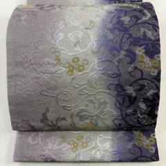 【美品】 袋帯 名品 花唐草 金銀糸 紫 全通 正絹 【中古】