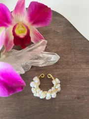 痛くない⭐️イヤーカフ　天然石　淡水パール(ラウンド)