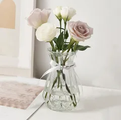 ZYVAHEHP 花瓶 ガラス おしゃれ 花瓶 一輪挿し シンプル花器 透明 フラワーベース 装飾家の装飾 高さ15CM