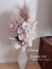 184【ご依頼品】②ドライフラワー　パンパスグラス　ニュアンスカラー　ブーケ　フラワーベースセット