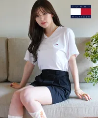新品 未使用 並行輸入 トミー ヒルフィガー TOMMY HILFIGER Core Flag Core Plus 半袖Tシャツ 09t2225 Vホワイト【メール便】