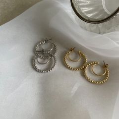 ピアス フープピアス 両耳用 ダブルフープ シンプル デザインピアス チタンポスト 合金 カジュアル スーツ レディース ジュエリー アクセサリー 韓国アクセサリー 325P シースキー【seasukii】