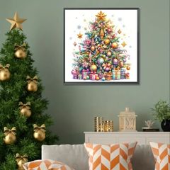 クリスマスツリー 5D DIY ダイヤモンドペインティングキット 大人用 - ラウンドフルドリルジェム、アクリルクラフトツール＆用品、壁アートデコギフトに最適　ダイヤモンドアート