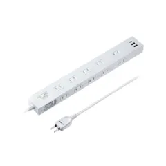 サンワサプライ USB充電機能付きタップ 10個口 ホワイト 3m TAP-SP2110NUC-3W