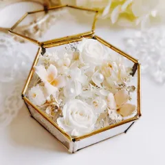 natural rose リングピロー  ガラスケース　ナチュラルウエディング