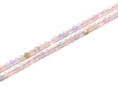 「1連 40cm」 モルガナイト 64面カット 2mm パワーストーン バラ売り 天然石 パワーストーン 連売り ビーズ 穴あき