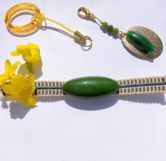 翡翠　ルース　パーツ　緑石　ヒスイ　帯留め　帯留　簪　かんざし　翡翠玉　① 翡翠 帯留め アンティーク レトロ 彫刻 玉彫り ろうかん ルース