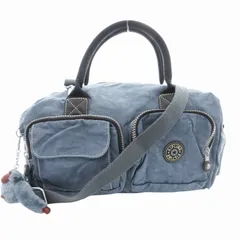 キプリング KIPLING ハンドバッグ ショルダー ミニボストン 2WAY 斜め掛け チャーム付 ロゴ ナイロン 青 ブルー /GV