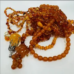 A【ヴィンテージ】琥珀 アンバー イエローアンバー ネックレス ブレスレット イヤリング ペンダントトップ ブローチ ピン 11点セット まとめ売り年代物