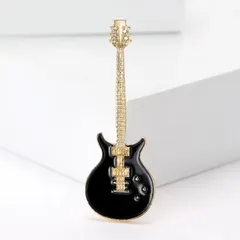 ギター エナメル ブローチ ブラック エレキ ベース 弦 音楽 演奏 バンド ピック コード ギフト お揃い 贈り物 贈りもの 新品