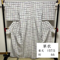 【美品✨】市田株式会社　洗える着物　夏物　紗　小紋　生成り×水浅葱　縦縞　L5 美品✨】市田株式会社 洗える着物 夏物 紗 小紋 生成り×水浅葱 縦縞 L5